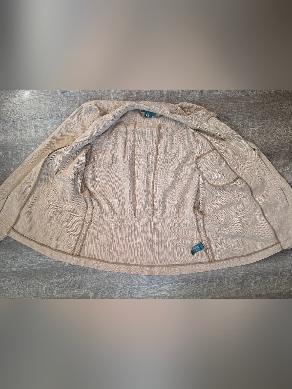 Vintg Lauren Ralph Lauren Military Flight Utiliy Jacket Womens L Tan Silk-Cotton - Picture 12 of 13